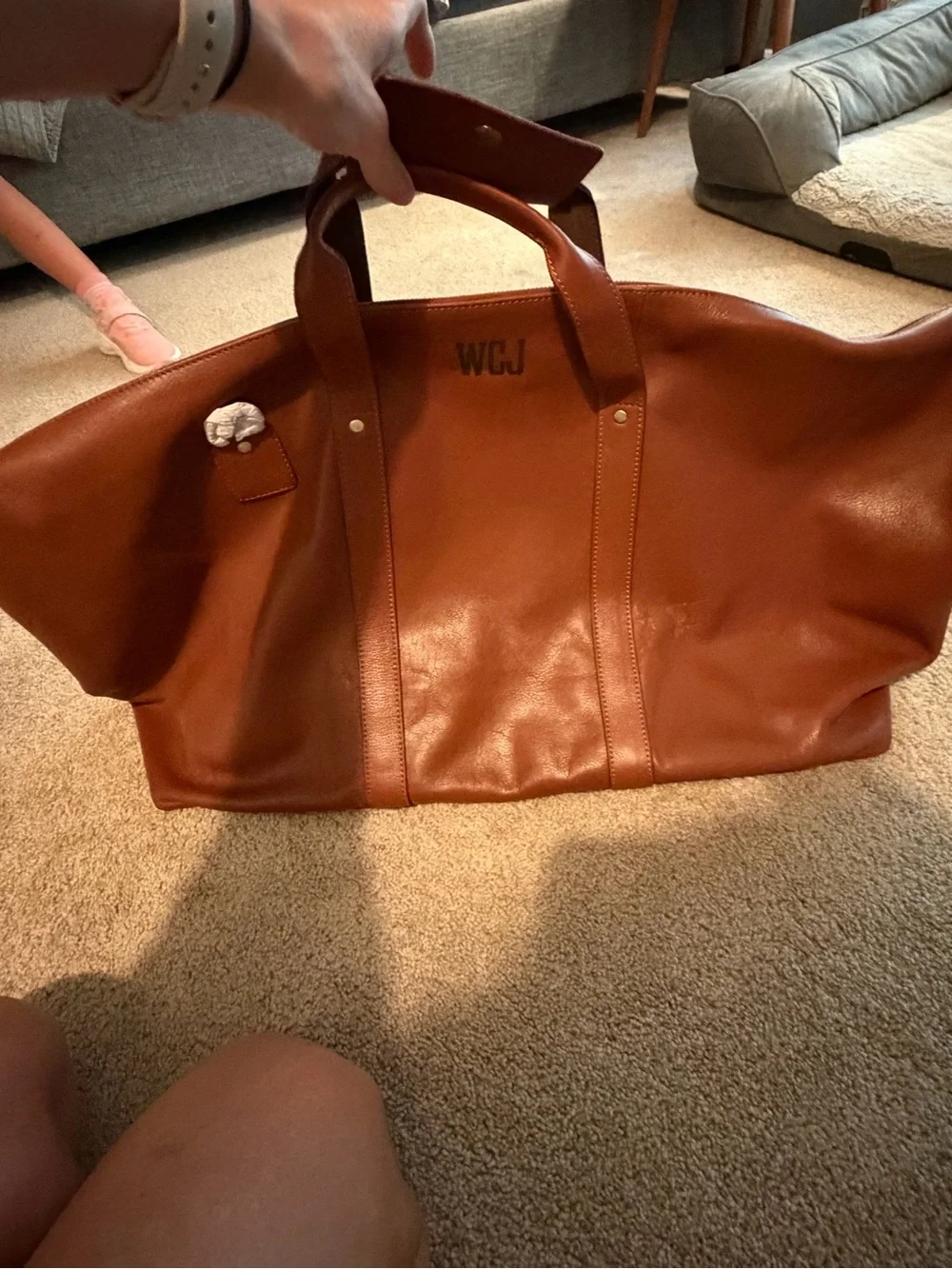 Mark & Graham Harrison Leather Weekender - Hazelnut (monogrammed)
